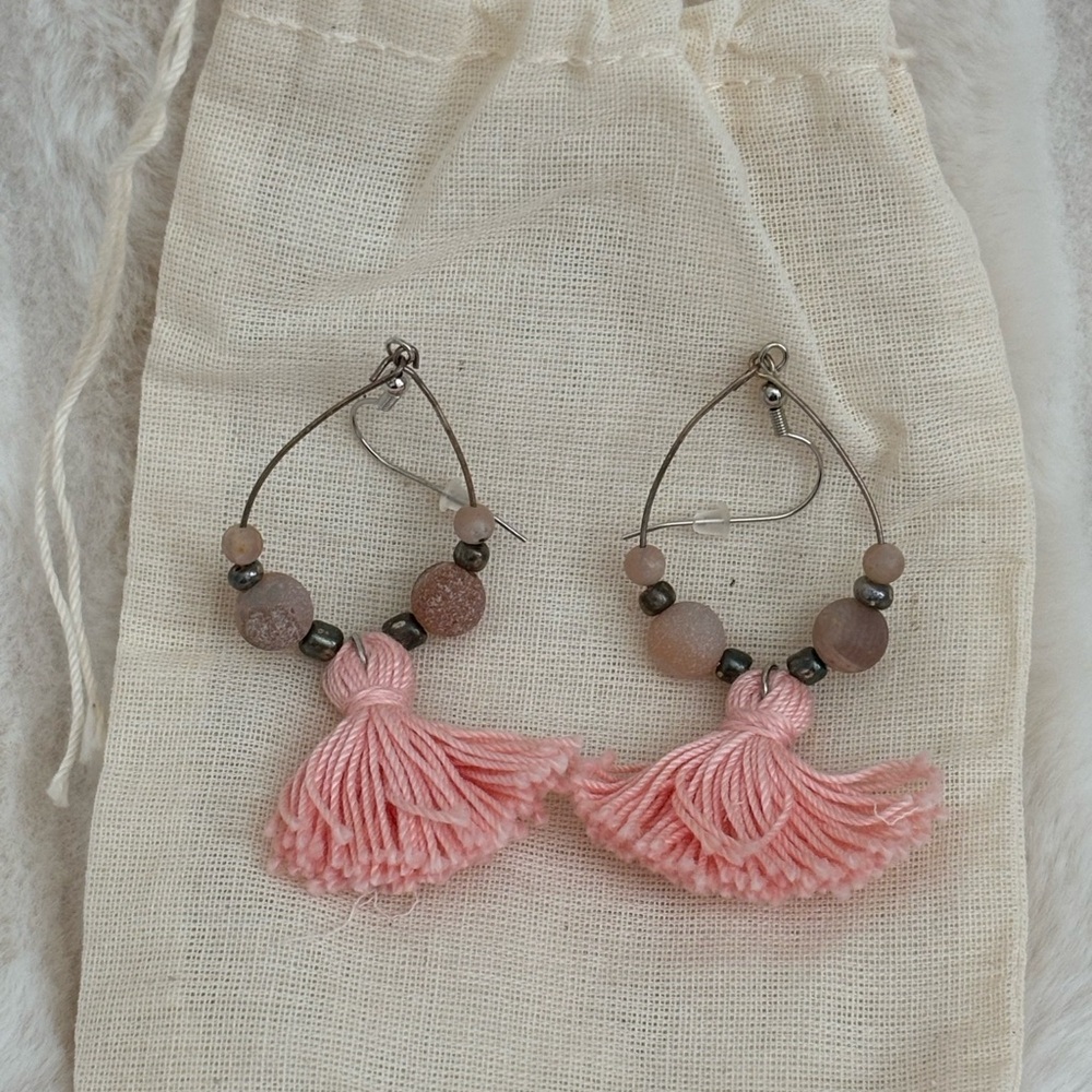 Pink Tassel Earrings